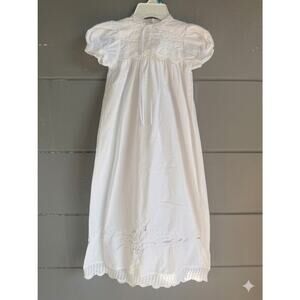 Alison Rose Newborn Christening Gown White Cotton Smocked Baptism Dress Heirloom